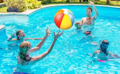 Miniatura 6 de 90shine 7 piezas de flotadores de piscina Luau: anillos de natación hawaianos con bolas de playa de 13.5" - tubos inflables flotadores juguetes