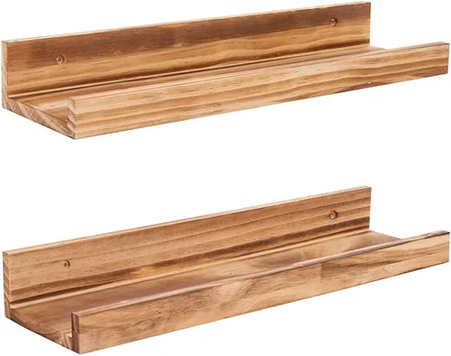 Miniatura 19 de Estantes flotantes negros para pared de 24 pulgadas con reborde, repisa moderna para cuadros, estantes de pared para fotos, decoración