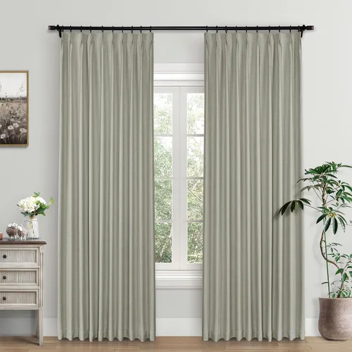 Miniatura 26 de Macochico Cortinas opacas de lino plisadas para oscurecer la habitación, panel con aislamiento térmico para dormitorio, sala de estar, sala