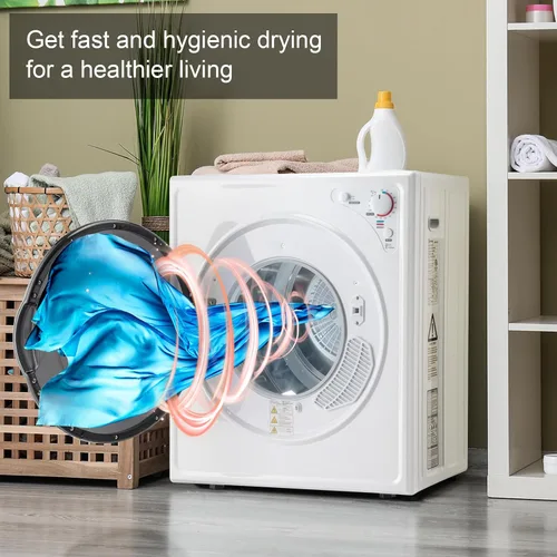 Miniatura 3 de ROVSUN Secadora de ropa portátil de 9 libras -1400 W con perilla de fácil control, color blanco