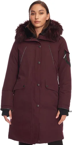 ALPINE NORTH Laurentian - Chaqueta larga de plumón vegano para mujer con capucha de piel sintética Uva