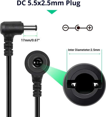Miniatura 5 de Facmogu DC 19V 3.42A Fuente de alimentación, transformadores 100-240V AC a DC 19Volt de 65 vatios, adaptador de corriente convertidor con enchufe DC