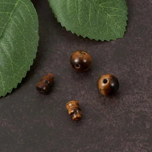 Miniatura 5 de KISSITTY Juego de 2 cuentas naturales de ojo de tigre de 3 agujeros, cuentas budistas de gurú para pulsera Mala, fabricación de joyas de yoga