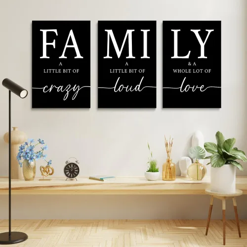 Miniatura 4 de GUBIYU Decoración de Pared Familiar en Negro para Hogar, para Sala de Estar, Comedor, Cuadros de Arte de Pared, Cuadros para Dormitorio, Carteles