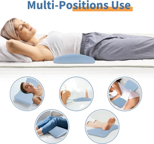 Miniatura 6 de Almohada de apoyo lumbar para aliviar el dolor de espalda: almohada de espalda baja para dormir - Almohada de cintura de espuma viscoelástica - Azul
