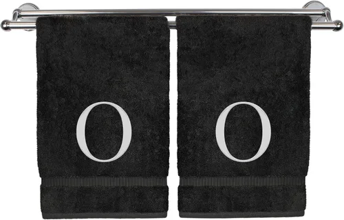 Miniatura 169 de Toalla de mano monogramada, regalo personalizado, juego de 2 - Toalla bordada con letra de bloque dorada - Extra absorbente 100% algodón turco