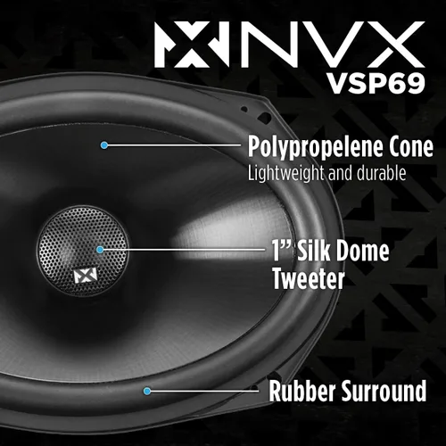 Miniatura 2 de NVX VSP69 900W pico (300W RMS) bocinas coaxiales V-Series de 2 vías de 6 x 9 con tweeters de cúpula de seda de 25 mm