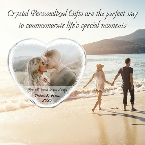 Miniatura 2 de Foto de cristal personalizada, cristal de corazón personalizado con imagen, regalos para pareja/pareja, regalos para el nuevo hogar/inauguración