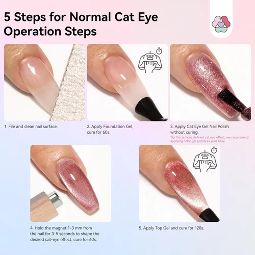Miniatura 4 de SAVILAND Essentials Ojo de Gato Magnético para Uñas: Esmalte de Uñas Gel Ojo de Gato Marrón 3-en-1 N35 Neodimio Barra Magnética de Tira Larga