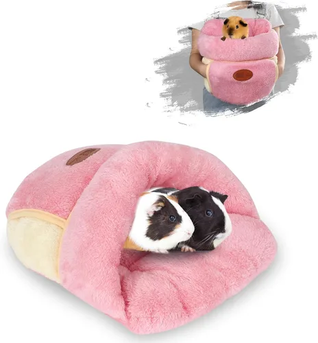 Miniatura 11 de YUEPET Cama de conejillo de indias, cueva de abrazo, forro polar cálido, ropa de cama acogedora para la casa, cojín para dormir, jaula nido