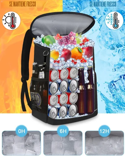 Miniatura 4 de Mochila enfriadora aislada a prueba de fugas, impermeable, mochila enfriadora de 30/45 latas, gran capacidad, ligera, para viajes, camping, playa