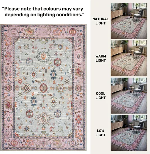 Miniatura 185 de GLN Rugs Traditional Collection - Alfombra de felpilla lavable a máquina, tradicional lavable, antideslizante, alfombra de felpilla de pelo corto