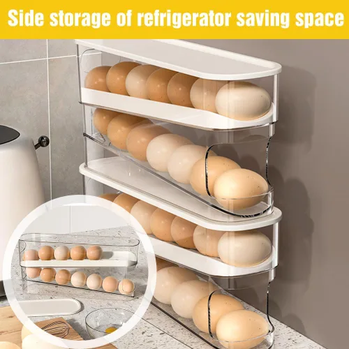 Miniatura 3 de ROWPOZ 2025 Nuevo Soporte para Huevos para Refrigerador, Organizador de Huevos para Refrigerador Desplazamiento Automático Estante para Huevos