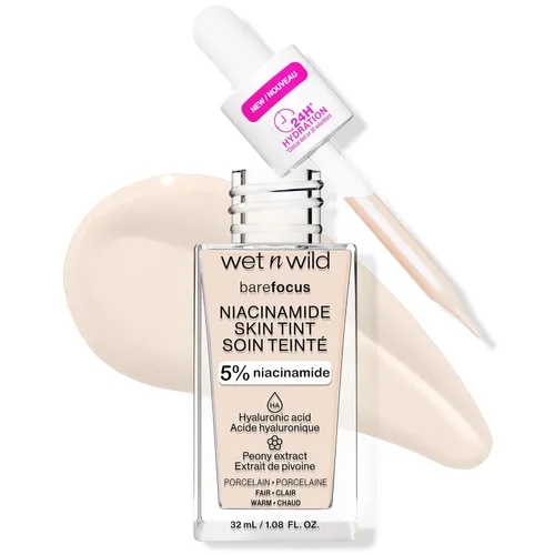 Miniatura 28 de wet n wild Bare Focus Tinte para la Piel, Enriquecido con 5% Niacinamida, Cobertura Ligera Transparente Modulable, Acabado Radiante Natural, Claro