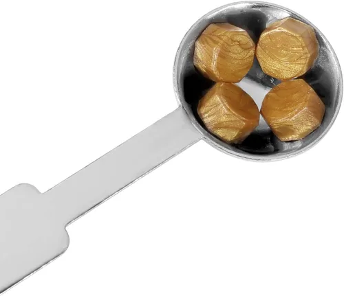 Miniatura 5 de Yoption 300 cuentas de cera octágono con 4 velas y 2 cucharas de fusión para sello de cera (dorado)
