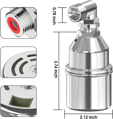 Miniatura 2 de Válvula de flotador de control de nivel de agua totalmente automática de acero inoxidable 304, válvula de flotador de control de nivel de agua