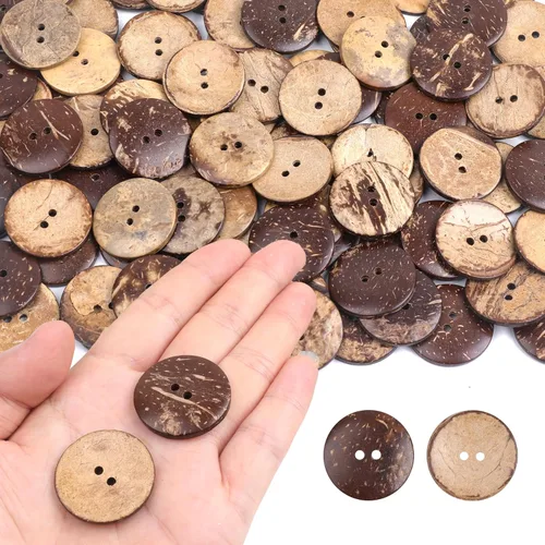 Miniatura 6 de YAKA 100pc nuevo grueso coco Shell 2 agujeros botón artesanía/coser/productos calientes
