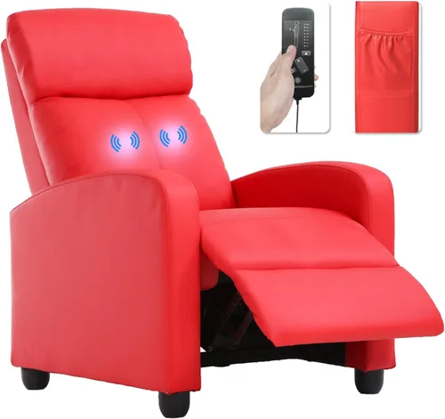 Miniatura 17 de BestMassage - Sillón reclinable sin función de masaje, con soporte lumbar, reclinación de empuje ajustable, reposabrazos anchos, reposapiés y Negro