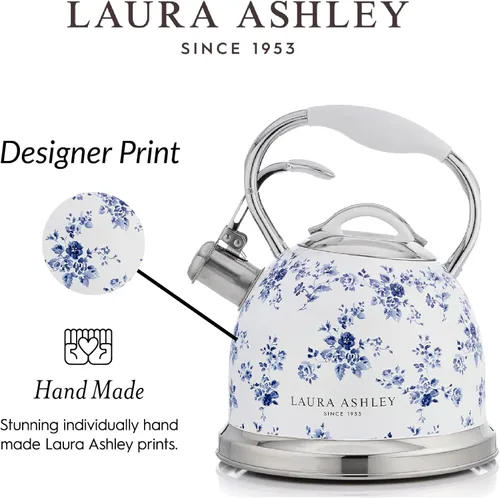 Miniatura 3 de Laura Ashley Hervidor China Rose para Estufa con Silbato - Hervidor de Acero Inoxidable de 2.5L de Hervido Rápido para Estufa - Hervidor de Camping