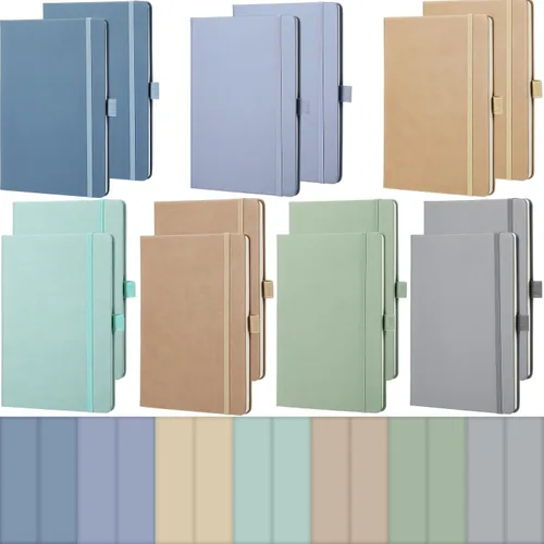 Miniatura 20 de Laumoi 7 Pack Hardcover Journal Notebooks Bulk A5/A4/B5 Journaling Notebook Wide Ruled PU Leather Ruled Lined Journals with Pen Holder for School