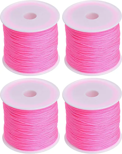 Miniatura 9 de HARFINGTON 4 rollos de hilo de nailon para anudar 0.031 in, 50 yardas de nailon trenzado para manualidades, cuerda de satén para pulsera, collar