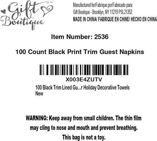 Miniatura 8 de Gift Boutique Paquete de 100 Servilletas de Invitados Forradas con Ribete Negro de Papel Desechable Elegante Servilleta de Mano para Cena Baño Boda