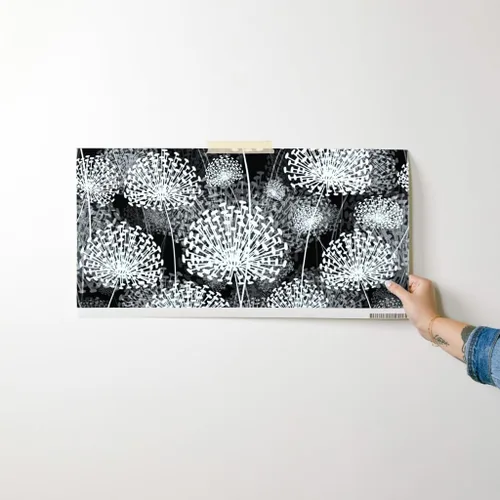 Miniatura 7 de Spoonflower Papel tapiz para despegar y pegar, diseño de dientes de león blanco y negro, flores de estilo vintage, floral, naturaleza, papel tapiz