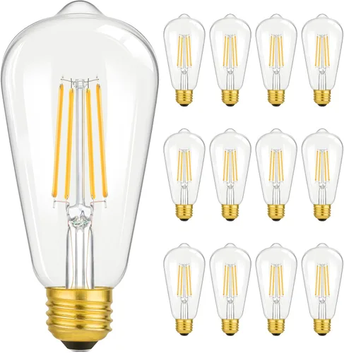 Miniatura 8 de Paquete de 4 bombillas LED Edison vintage ST64 de 8 W, equivalente a 100 W, 1400 lúmenes, luz blanca diurna de 5000 K, bombillas de filamento LED