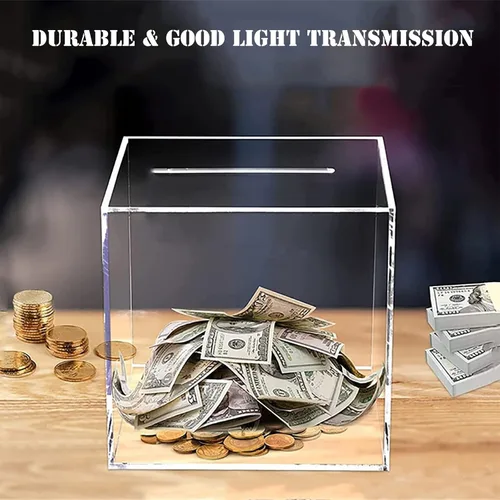 Miniatura 5 de Alcancía transparente para adultos y niños, caja de ahorro de dinero de acrílico, alcancía no se puede abrir para adultos, tarro de propina