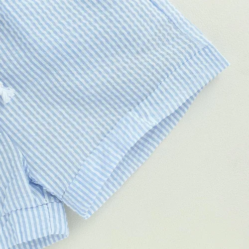 Miniatura 27 de fhutpw Conjunto de 2 piezas de ropa de verano para bebés, camiseta de manga corta, cintura elástica, pantalones cortos para niños pequeños