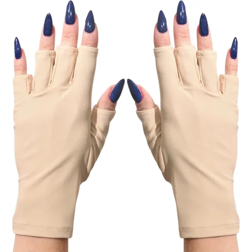 Miniatura 20 de ManiGlovz - Guantes de uñas originales con protección UPF 50+ UV Guantes de manicura de gel y guantes anti UV sin dedos para mujeres Se pueden