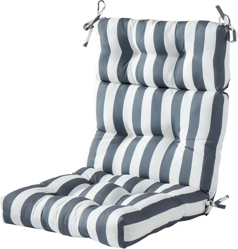 Miniatura 59 de Cojines para silla de respaldo alto para exteriores, diseño de asiento y respaldo con bisagras de una pieza, reversibles con 4 lazos, tela