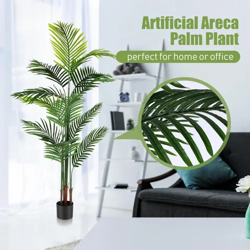Miniatura 4 de Jexine Paquete de 4 palmeras artificiales de 6 pies, plantas falsas, plantas artificiales de areca para interiores y exteriores, árbol sintético