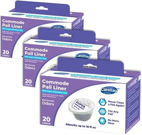 Cleanis CareBag - Forros desechables para cómoda, superabsorbentes, a prueba de fugas y con control de olores para cubos de cómoda de noche, 60