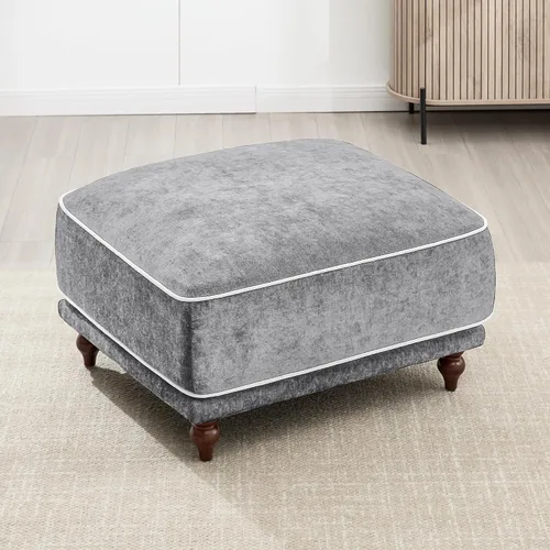 Miniatura 12 de Otomano cuadrado de 35'' para sofá seccional modular, otomanos tapizados y móviles con reposapiés para sala de estar, dormitorio, chenilla blanca
