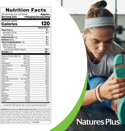 Miniatura 4 de NaturesPlus SPIRU-TEIN, Banana - Batido de proteínas a base de plantas - Sin OMG, vegetariano, sin gluten, 16 porciones