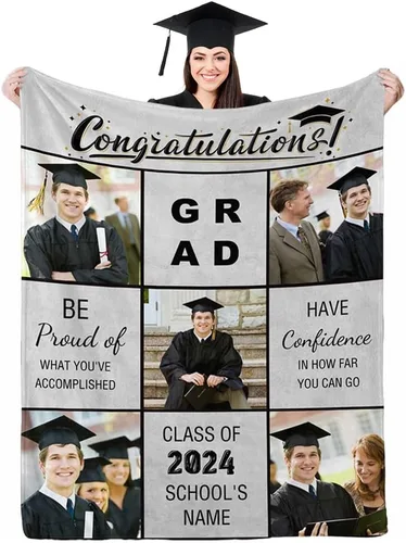 Miniatura 15 de D-Story Manta de franela personalizada para mujer, regalos de graduados, regalo de graduación de secundaria, regalos de graduación personalizados