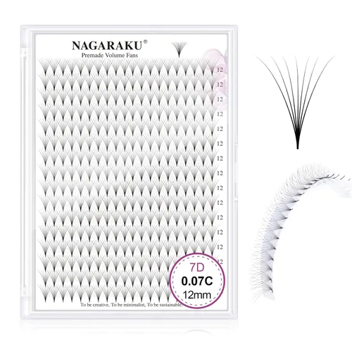 Miniatura 111 de NAGARAKU Wet Camellia - Extensión de pestañas, pestañas individuales, 3 abanicos de longitud múltiple, color negro mate natural, prepegadas