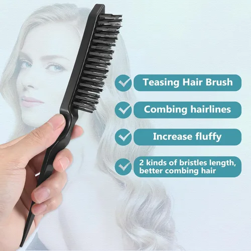 Miniatura 5 de BRUSHZOO - Juego de peinado: cepillos desenredantes para cabello rizado con brocha de burlas, peine de cola de rata y cepillo de borde para mujeres
