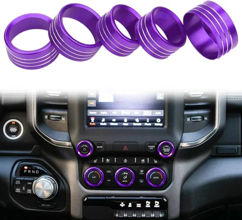 Miniatura 9 de Accesorios para Dodge Ram 2019 2020 2021 Cubierta de perilla de control interior AC/volumen/modo/AUTO/interruptor de navegación decoración botón