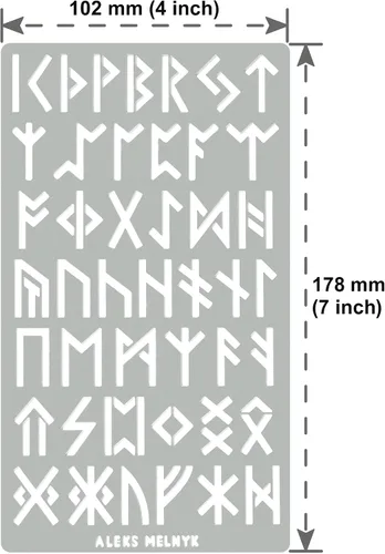 Miniatura 4 de Aleks Melnyk No.35 Plantilla de metal, runas Futhark Elder, Alfabeto antiguo, alfabeto mágico de sigil 1 PC, Plantilla para leña, Grabado