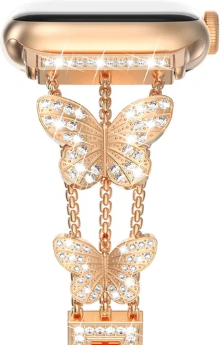 Miniatura 29 de NewWays for Apple Watch Band Series 11 10 46mm 42mm Series 9/8/7 41mm 45mm Series 6/5/4 40mm 44mm Series 3 42mm 38mm Women, Sparkling Bling Diamonds