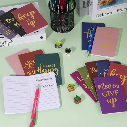 Miniatura 5 de 48 piezas al por mayor de bolígrafos motivacionales, set de bloc de notas inspiradores, mini diarios de citas motivacionales y bolígrafos de bola