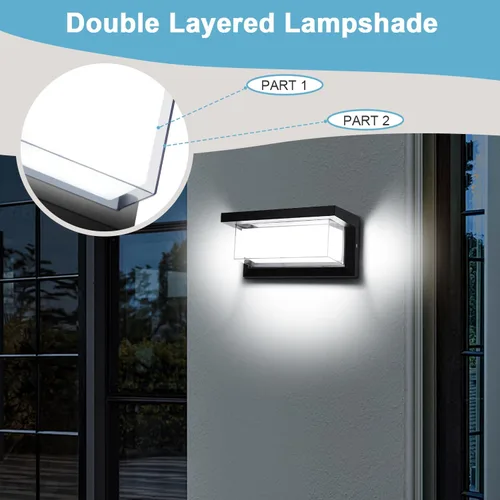 Miniatura 2 de Luces de porche al aire libre de 6000K, luz de pared LED de 18W 1800LM, accesorios de exterior modernos antioxidantes y resistentes al agua IP65