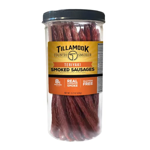 Miniatura 7 de Tillamook Country Smoker Salchichas ahumadas sin azúcar aptas para dieta cetogénica, original, tarro alto de 12 onzas, 17