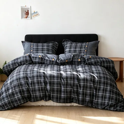 Miniatura 8 de Simple&Opulence Juego de funda de edredón 100% algodón con estampado a cuadros de búfalo, juego de cama de 3 piezas, incluye 1 funda de edredón y 2