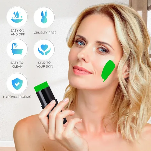 Miniatura 5 de Go Ho Amazon - Barra de pintura facial verde a base de agua, lavable, no tóxica, cobertura completa, pintura corporal en crema para disfraces