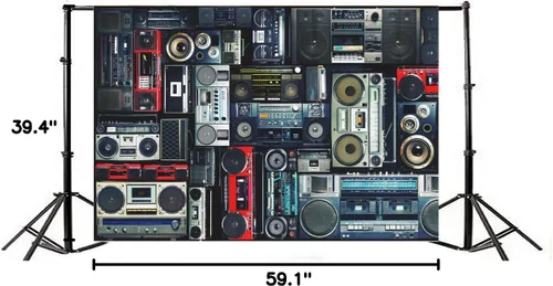 Miniatura 7 de AOFOTO Fondo de pared vintage de 5 x 3 pies de estilo retro de los años 80, amplificador nostálgico antiguo de música, audio antiguo, altavoz bajo