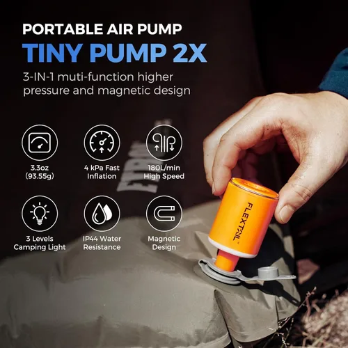 Miniatura 2 de FLEXTAILGEAR Bomba de Aire Portátil con Linterna de Camping Tiny Pump 2X Bomba de Aire de 4kPa para Inflables Bomba de Colchón de Aire Recargable