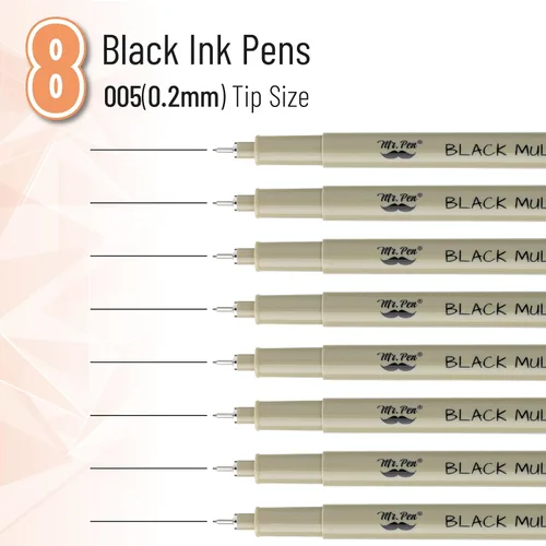 Miniatura 2 de Mr. Pen - Bolígrafos de punta microfina de 0.2mm, paquete de 8 - tinta negra, para diario bíblico y bocetos Acid-Free, No-Smear Quick-Dry